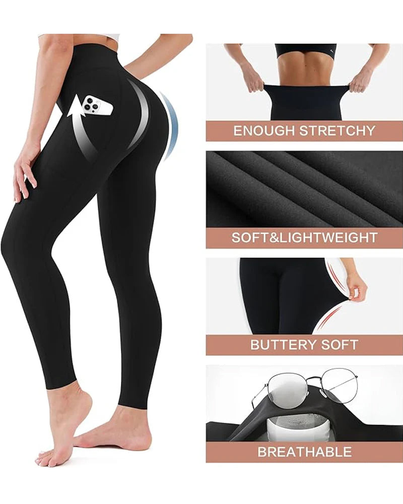 Curvyify High Waisted Butt Lifting Tummy Control Side Pocket Shaping Workout Training Leggings