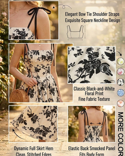 Curvy Floral Print Tie Shoulder Midi Cami Dress