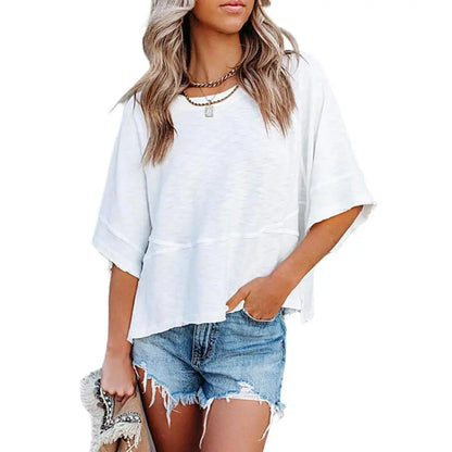 Women's Summer Casual Batwing Tee - Loose Fit & Breathable
