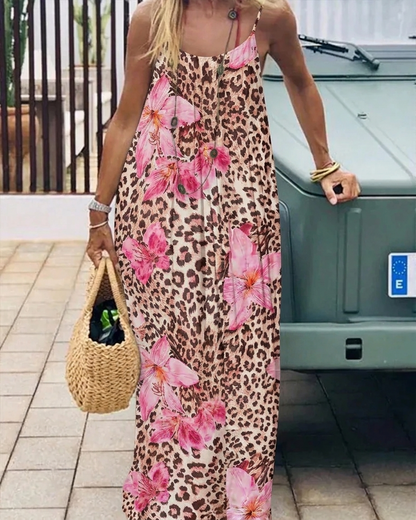 Women's Leopard Print Backless Cami Dress