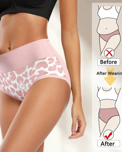 Cute Love Print Soft Cotton Stretchy Women's Panties (6 Pack)